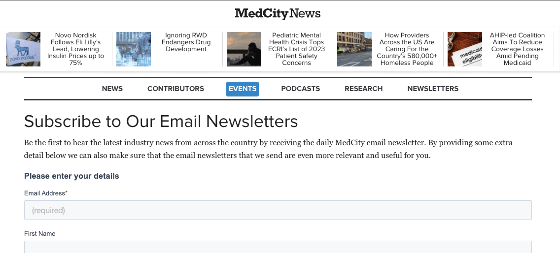 MedCity News email newsletter